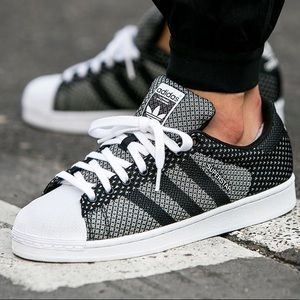Adidas shell toes weave pack black white